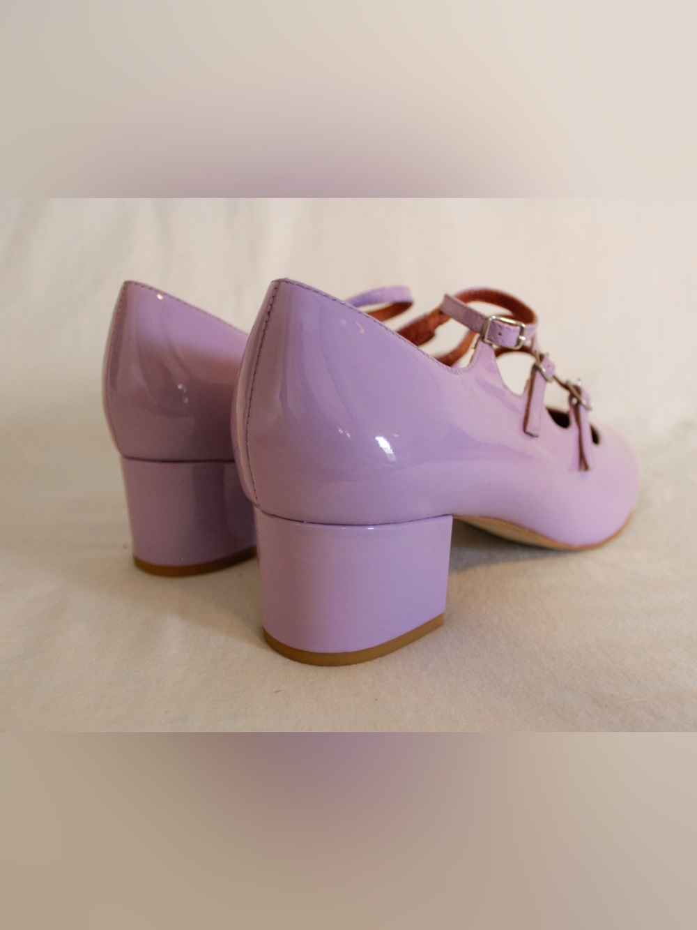 Intentionally Blank Women's Lilac Patent Mary Jane Block Heel Pumps New w/ Box - Picture 6 of 13